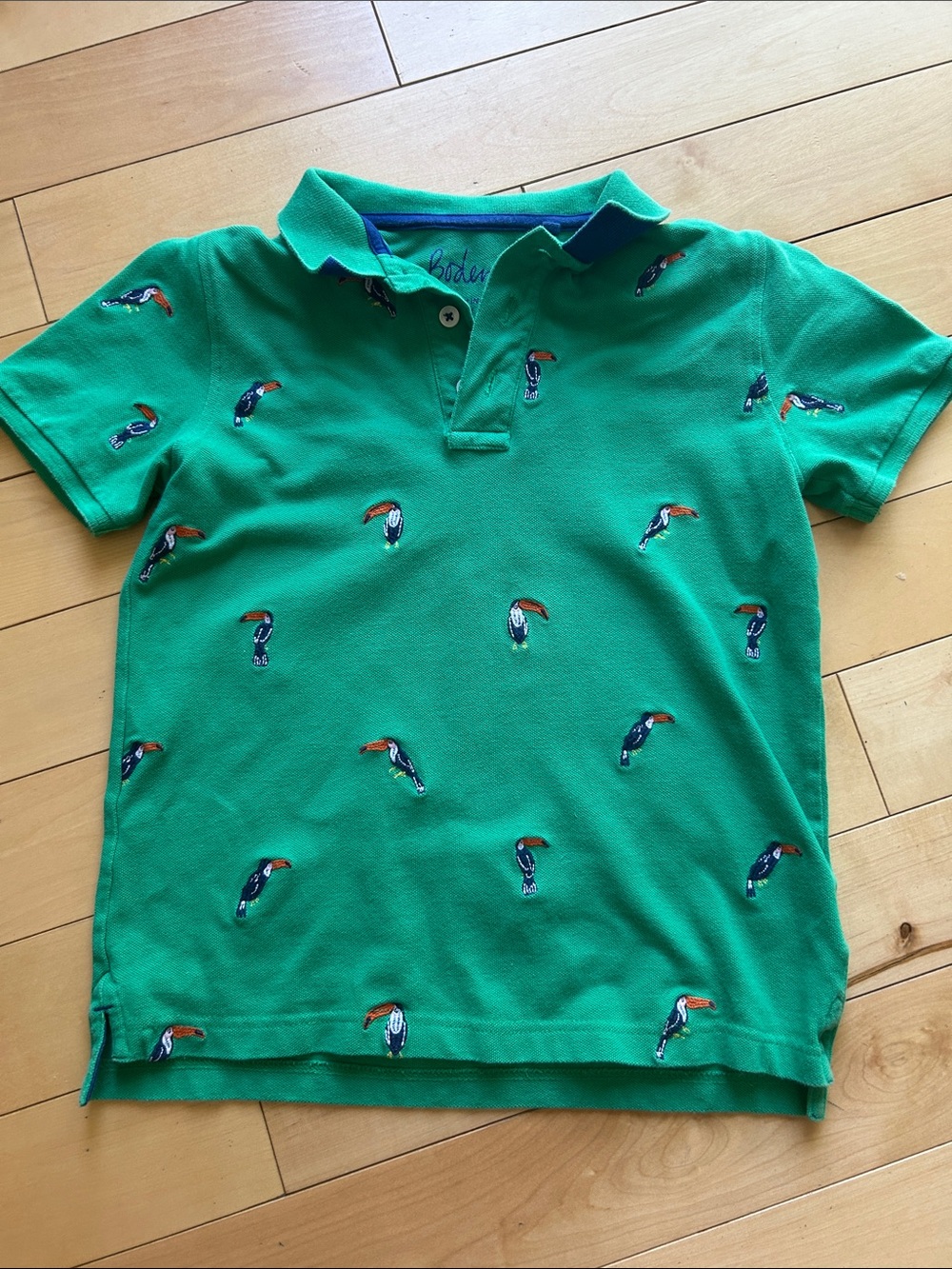 Boden Green Polo with Toucan Embroidery